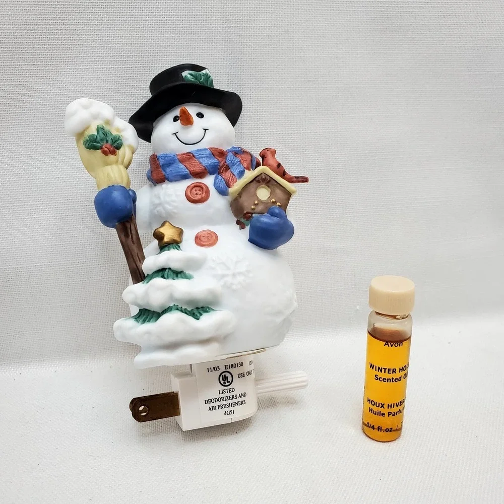 Vintage  Avon ☆  SNOWMAN Nightlight Diffuser ☆ Fragrance Scent Bottle ☆‎ NIB!